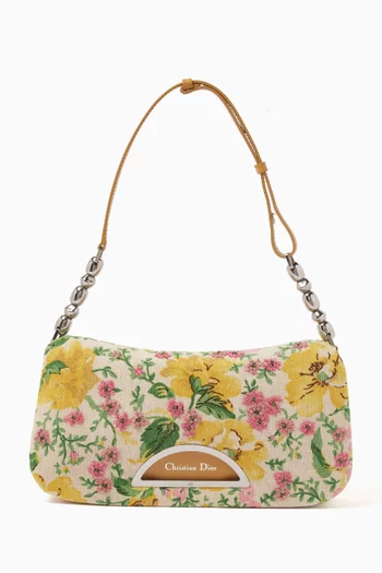 Malice Floral-print Flap Shoulder Bag in Canvas