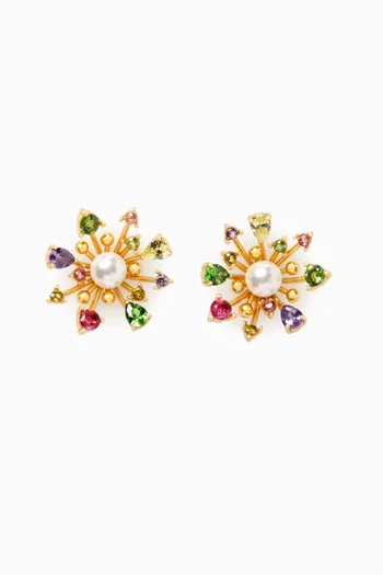 Bloom in Colour Stud Earrings in Plated Brass