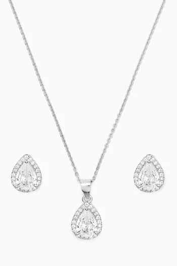 Zia Necklace & Stud Earring Set in Sterling Silver