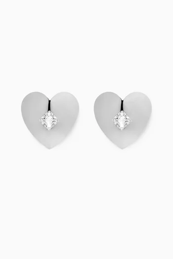 Crystal Heart Clip-on Stud Earrings