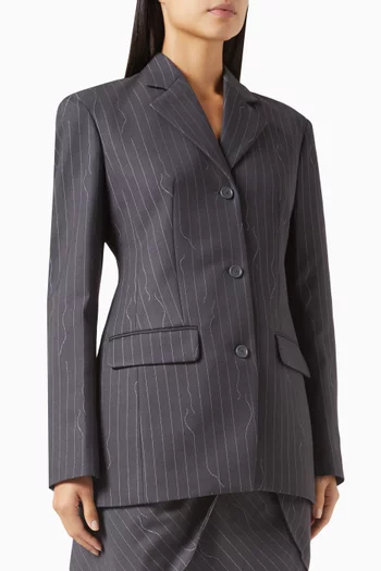 Pinstriped Slim-fit Jacket in Wool Blend