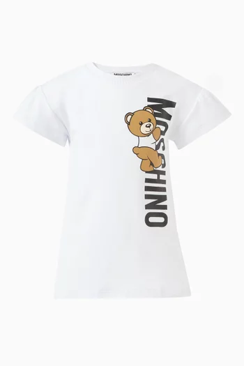 Teddy Bear Logo Dress in Cotton