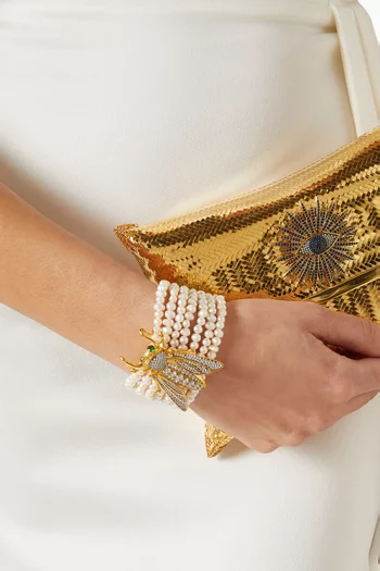 Bee Romanov Pearl Bracelet in 24kt Gold-plated Bronze