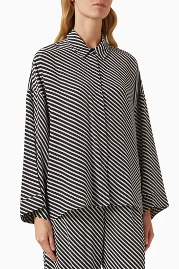 Amici Striped Oversized Shirt in Silk Crepe