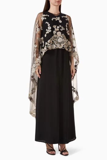 Jules Overlay Maxi Dress in Poly Georgette & Tulle