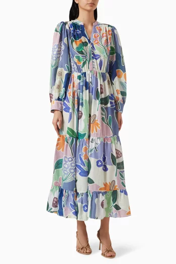 Astoria-C Printed Dress in Poly-linen