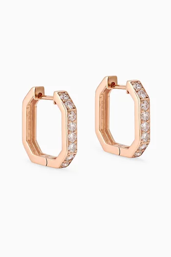 Dana Diamond & Enamel Hoop Earrings in 18kt Rose Gold
