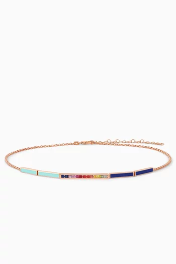 Whatever Bubbly Rainbow Sapphire & Enamel Choker in 18kt Rose Gold