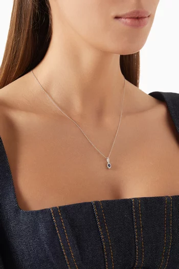 Mini Diana Sapphire & Diamond Necklace in 18kt White Gold