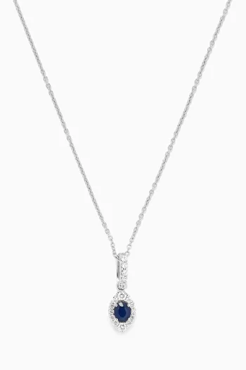 Mini Diana Sapphire & Diamond Necklace in 18kt White Gold