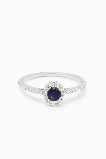 Mini Diana Sapphire & Diamond Ring in 18kt White Gold