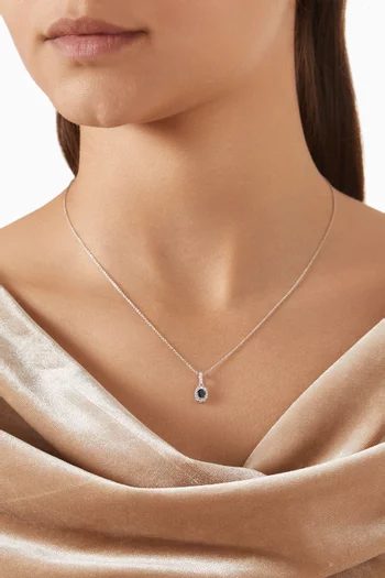 Mini Diana Sapphire & Diamond Necklace in 18kt White Gold