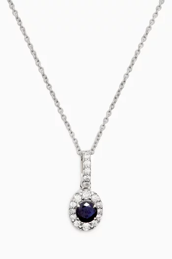 Mini Diana Sapphire & Diamond Necklace in 18kt White Gold