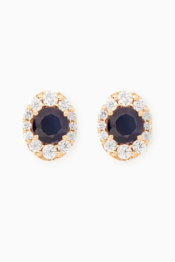Mini Diana Sapphire & Diamond Stud Earrings in 18kt Yellow Gold