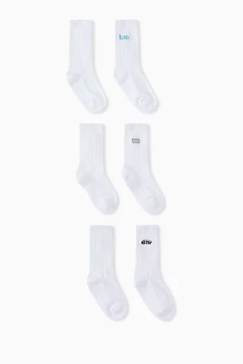Logo Crew Socks in Cotton-blend, Pack of 3