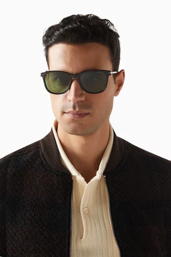 Square Sunglasses in Metal & Acetate