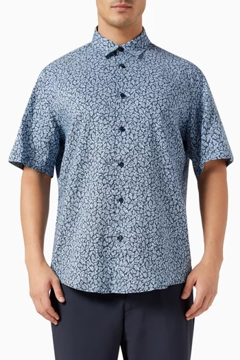 Liam Printed Shirt in Stretch-chambray