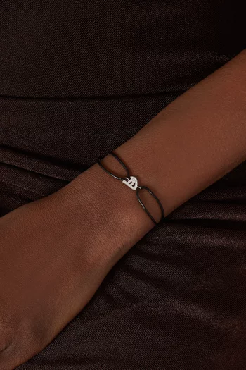 Diamond Arabic Initial Thread Bracelet - Letter "H" in 18kt White Gold
