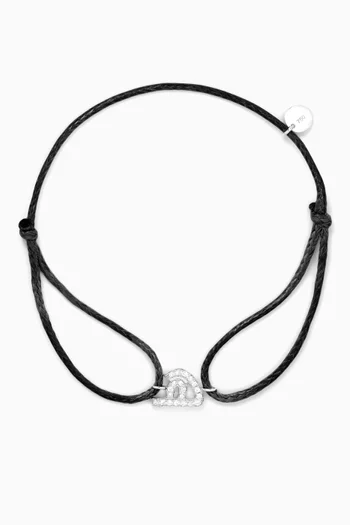 Diamond Arabic Initial Thread Bracelet - Letter "H" in 18kt White Gold