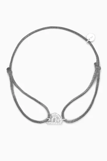 Diamond Arabic Initial Thread Bracelet - Letter "H" in 18kt White Gold