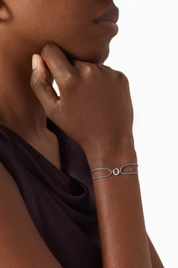 Diamond Arabic Initial Thread Bracelet, Letter 'N' in 18kt White Gold