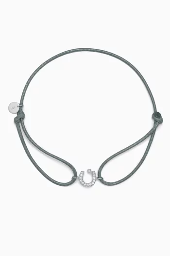 Diamond Arabic Initial Thread Bracelet, Letter 'N' in 18kt White Gold