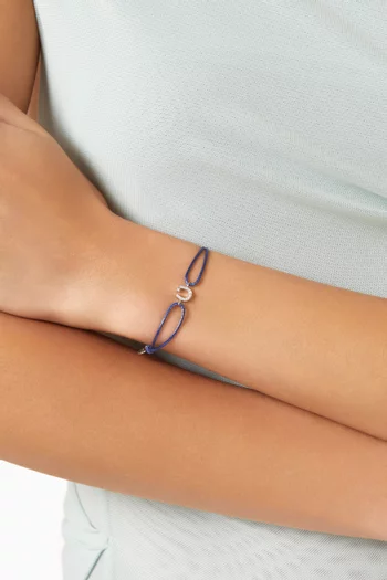 Diamond Arabic Initial Thread Bracelet, Letter 'N' in 18kt White Gold