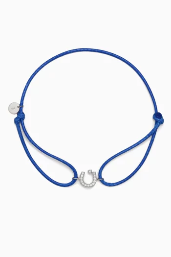Diamond Arabic Initial Thread Bracelet, Letter 'N' in 18kt White Gold