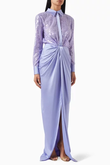 Draped Sequin-embellished Gown in Crepe