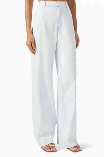 Washed Wide-leg Pants in Cotton-twill
