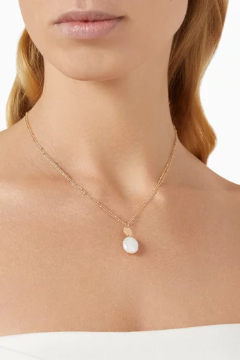 Kiku Coin Disc Pearl Necklace in 18kt Gold