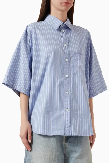 Oversized Striped Shirt in Cotton-poplin