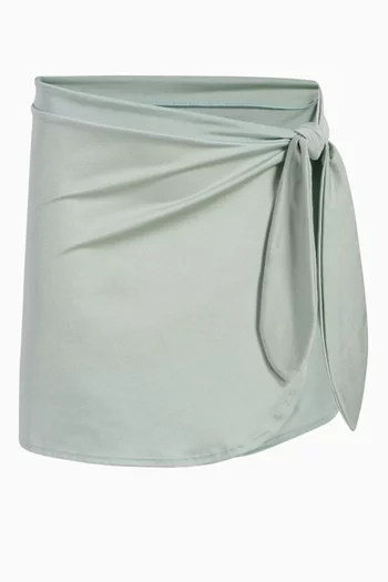تنورة باريو قصيرة بتصميم ملفوف نايلون مطاطي