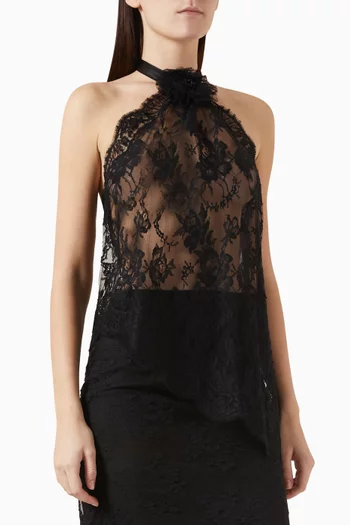 Asymmetrical Floral Top in Lace