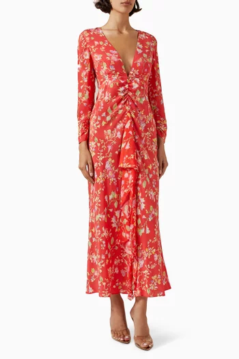 Rose Midi Dress in Silk