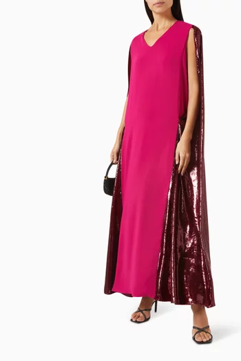 Raya Cape Maxi Dress in Crepe