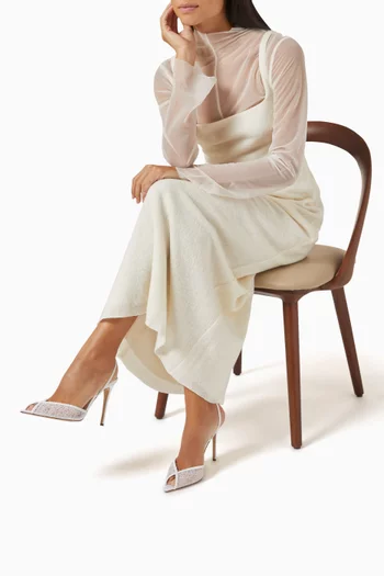 صندل كاتي بسير خلفي مزين باللؤلؤ بكعب 105 مم دانتيل وستان