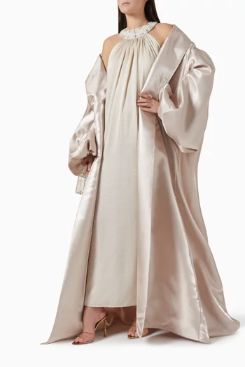 Abaya Set in Crepe Silk & Taffeta