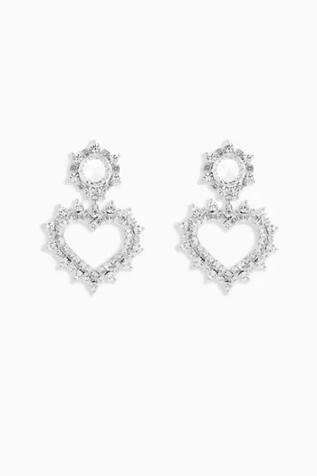 Heart Crystal Clip-on Earrings in Brass
