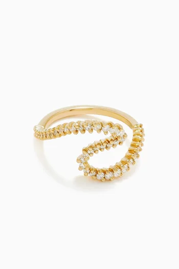 Surf Wave Diamond Ring in 18kt Gold