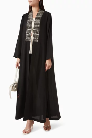 Contrast-trim Abaya in Chiffon