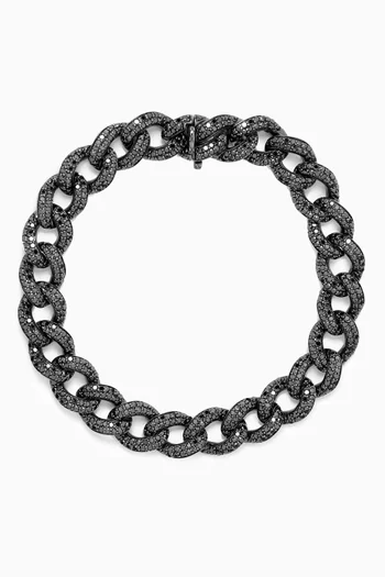 Black Diamond Link Bracelet in Rhodium-finish 18kt Gold