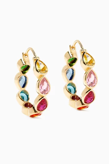 Rainbow Pear-cut Hoop Earrings in 18kt Gold
