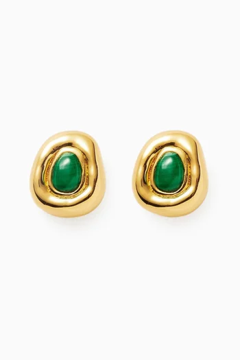 Molten Gemstone Stud Earrings in 18kt Recycled Gold-vermeil