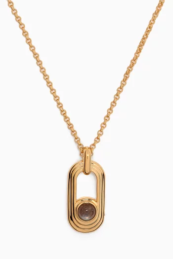Zenyu Gemstone Ovate Pendant Necklace in 18kt Recycled Gold-vermeil