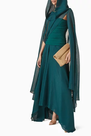 Deema Al Asadi Hooded Kaftan Coat in Twill Suiting