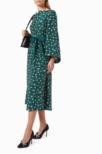 Printed Midi Dress in Silk