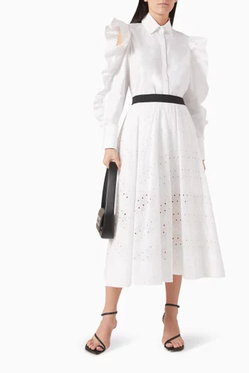 Broderie Anglaise Midi Skirt in Organic-cotton