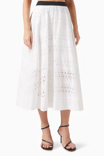 Broderie Anglaise Midi Skirt in Organic-cotton