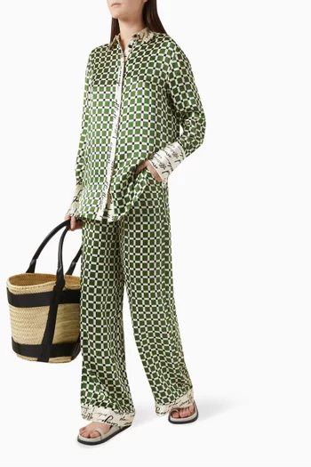 Kahlo Contrast Relaxed Pants in Silk
